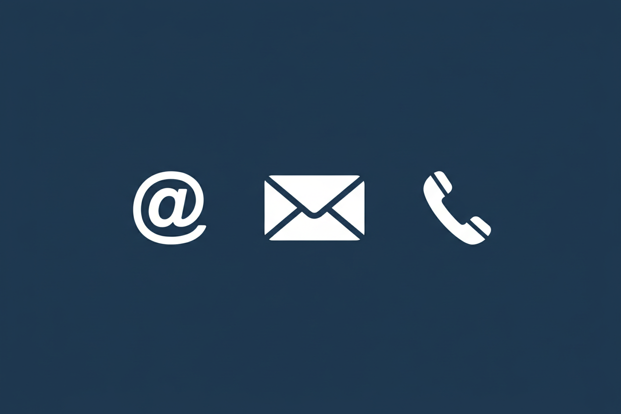 make a image with dark bleu and with , with a @ and a email and a telephone 