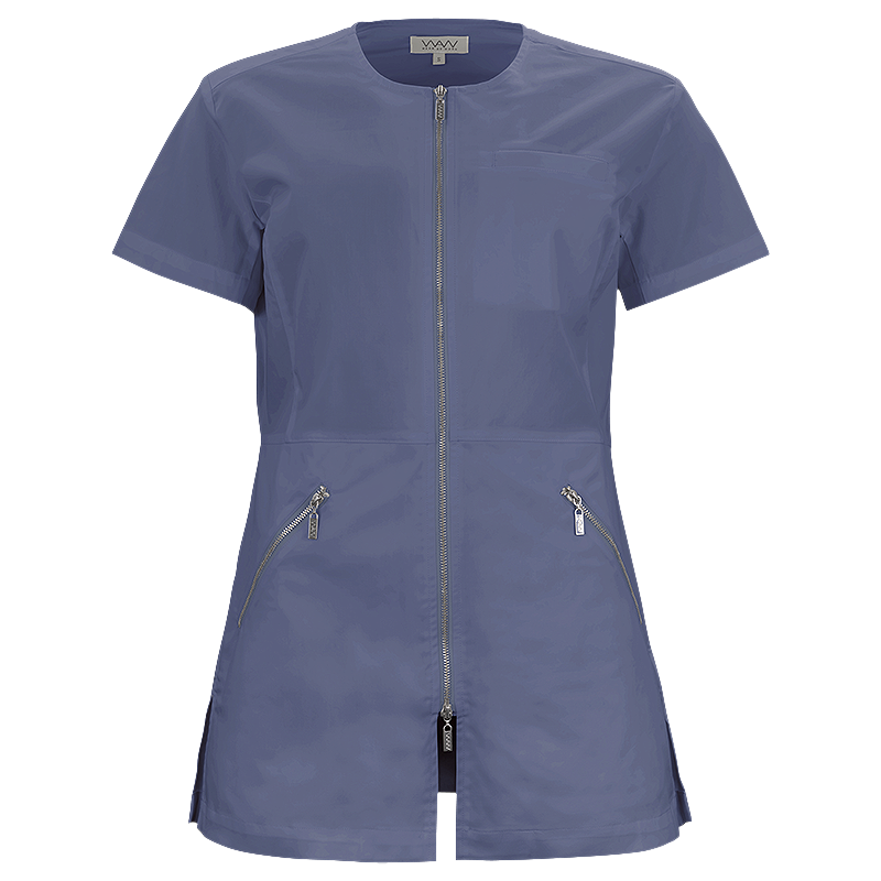 W031  LADIES LEAH U ZIP TOP SS