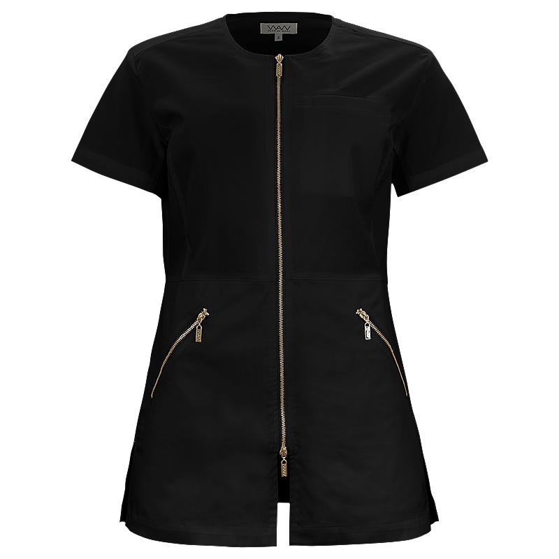 W031  LADIES LEAH U ZIP TOP SS